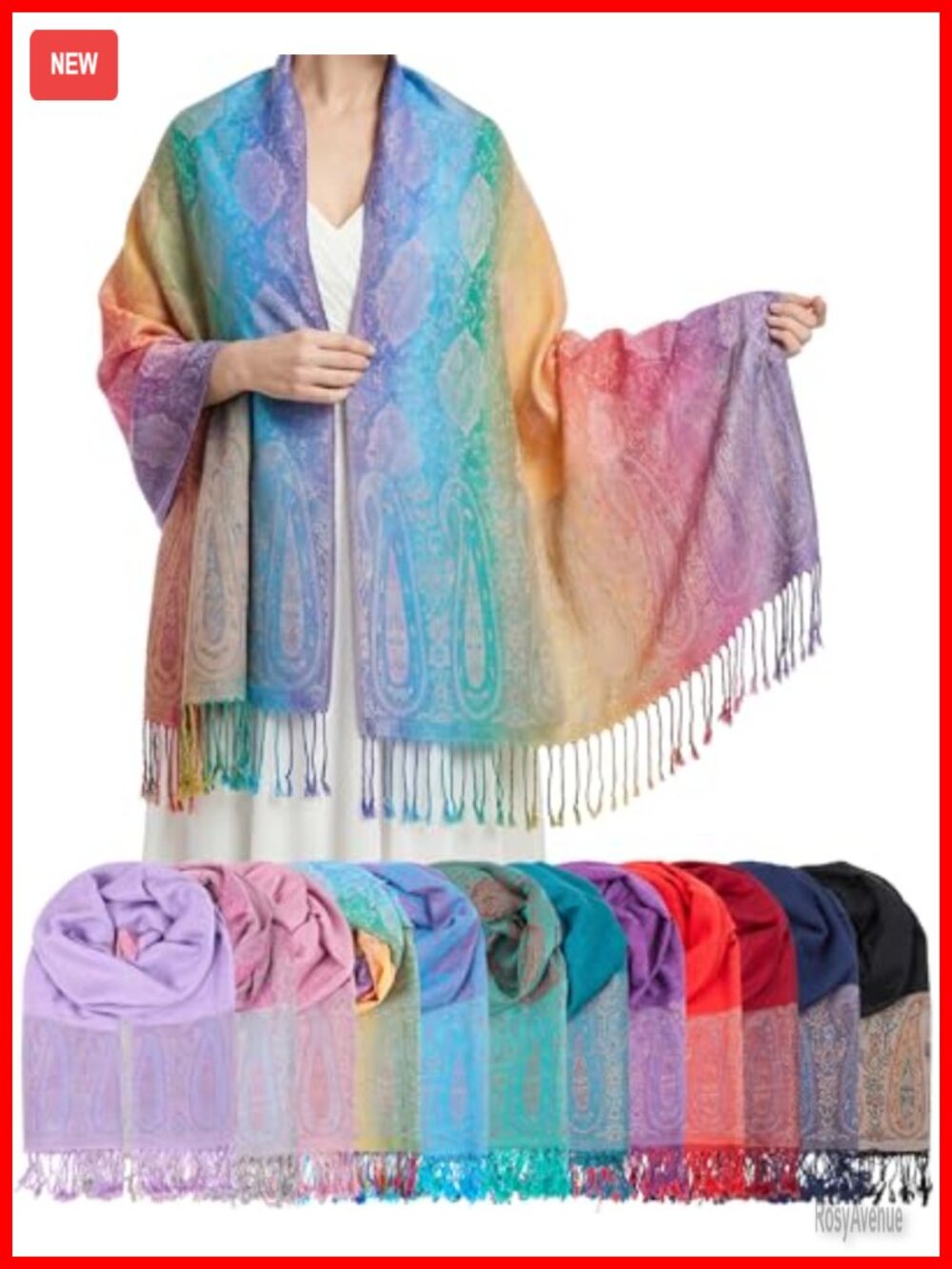 12 Pack Pashmina Shawls Wraps Women Bridesmaid Wedding Tassel Scarves